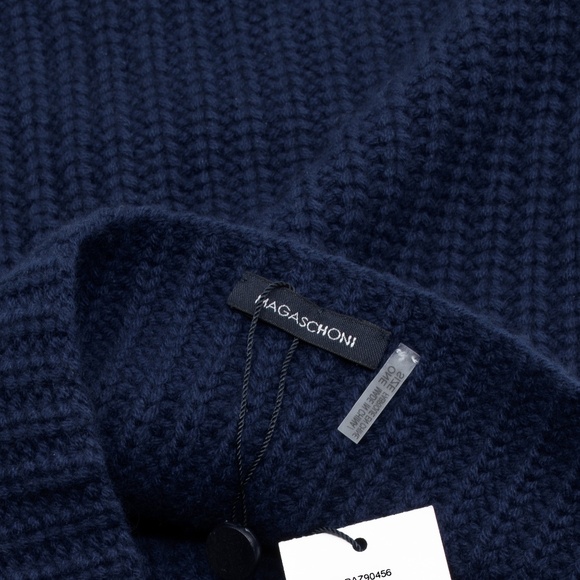 MAGASCHONI Ribbed Wool & Cashmere Neck Warmer in Denim Blue NWT - Picture 5 of 8